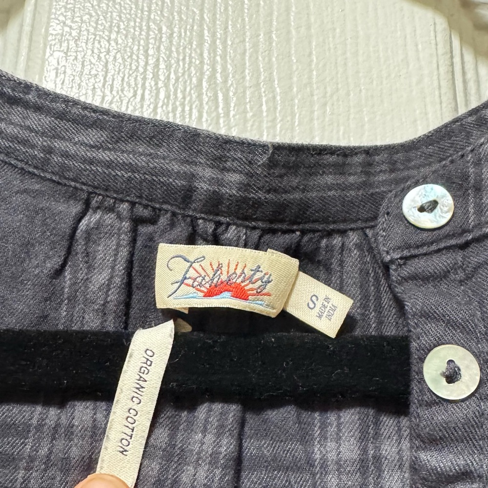 Faherty Navy Plaid Long Sleeve Top - Picture 6 of 10